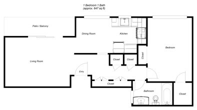 1-Bedroom, 1-Bathroom (B) 18 floor plan